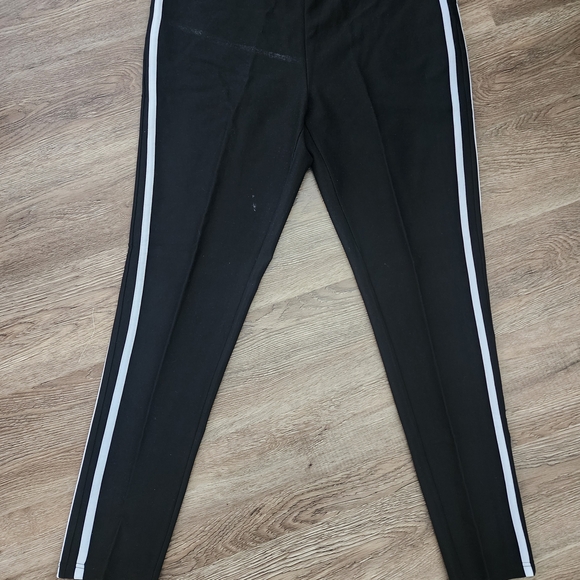 Black Leggings with White Stripes - Picture 1 of 3